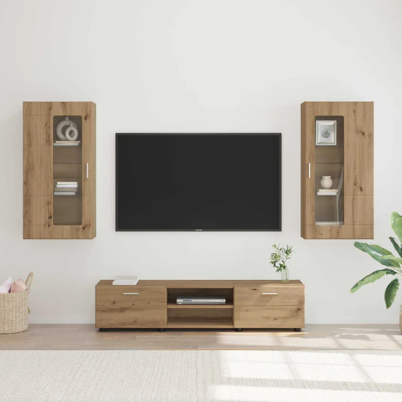 TV spintelių komplektas FLORIN 3 pcs Amatininkų ąžuolas