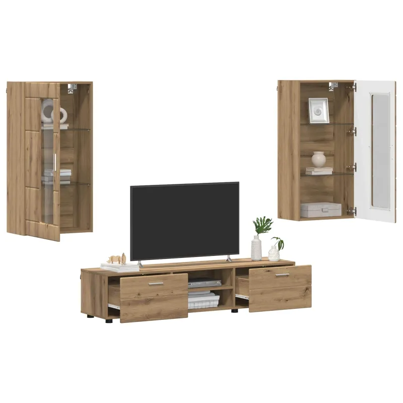 TV spintelių komplektas FLORIN 3 pcs Amatininkų ąžuolas