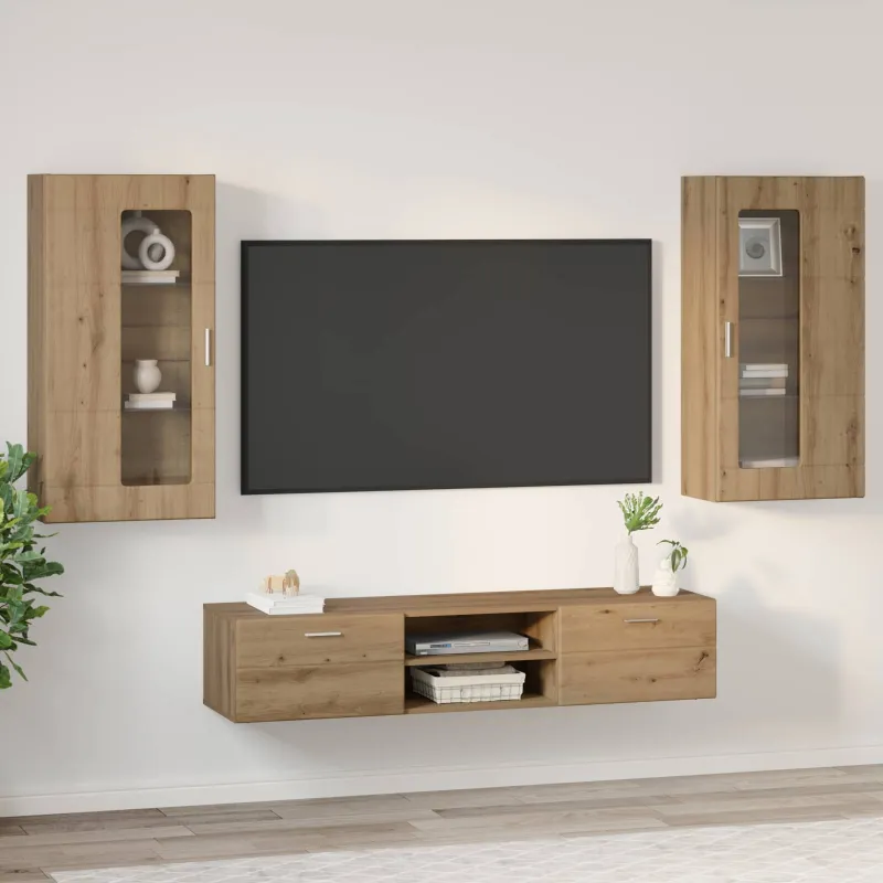 TV spintelių komplektas FLORIN 3 pcs Amatininkų ąžuolas