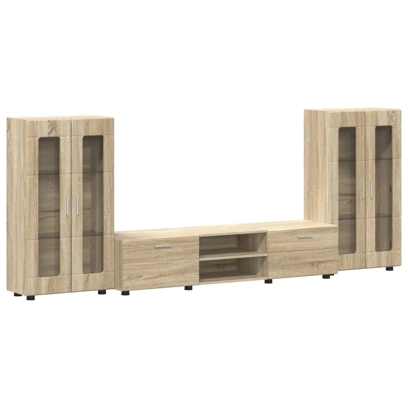 TV spintelių komplektas su stalčių FLORIN 3 pcs Sonoma ąžuolas