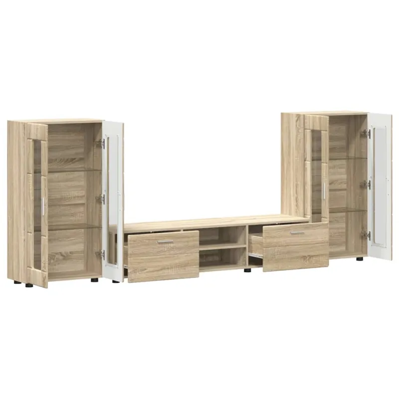 TV spintelių komplektas su stalčių FLORIN 3 pcs Sonoma ąžuolas