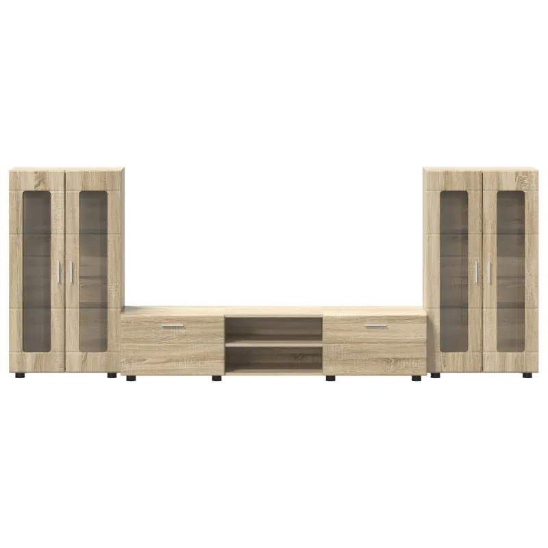 TV spintelių komplektas su stalčių FLORIN 3 pcs Sonoma ąžuolas