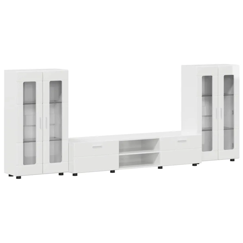 TV spintelių komplektas FLORIN 3 pcs Aukštai blizganti balta