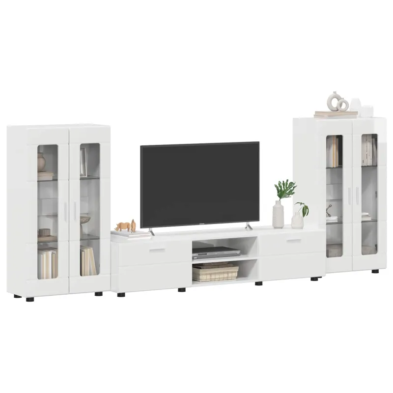 TV spintelių komplektas FLORIN 3 pcs Aukštai blizganti balta