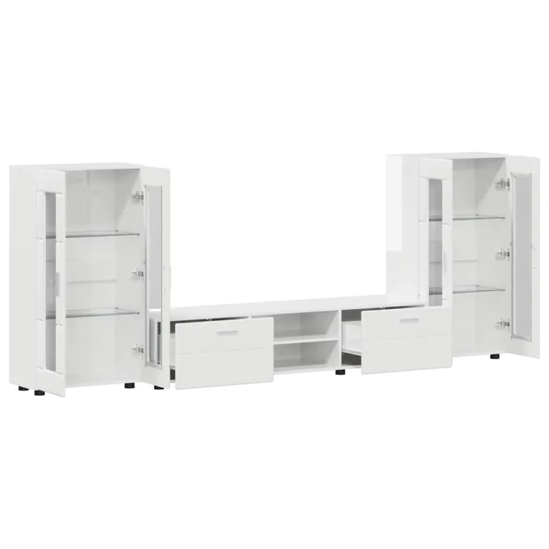 TV spintelių komplektas FLORIN 3 pcs Aukštai blizganti balta