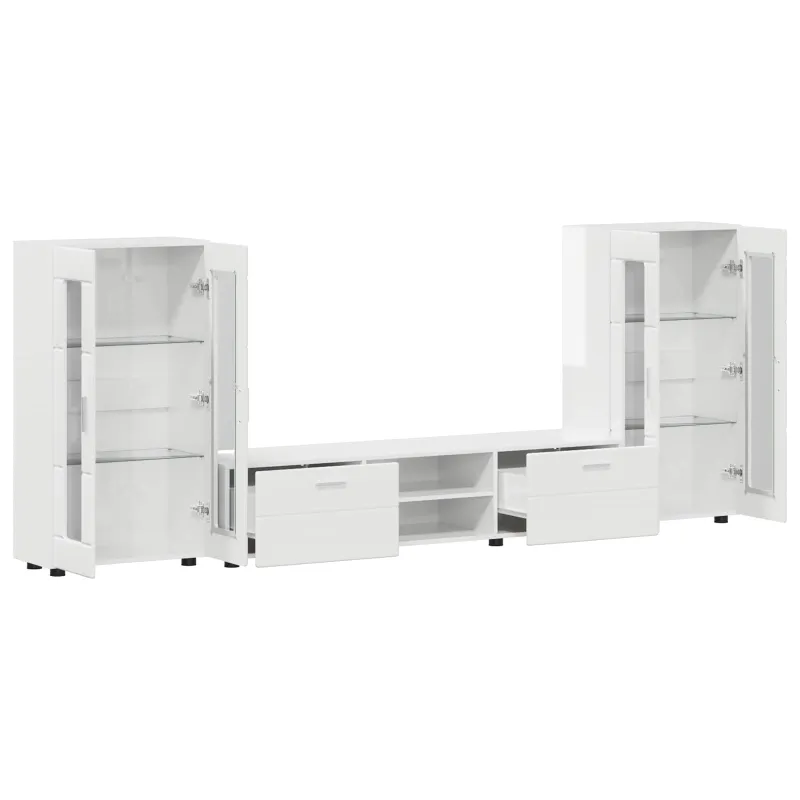 TV spintelių komplektas FLORIN 3 pcs Aukštai blizganti balta