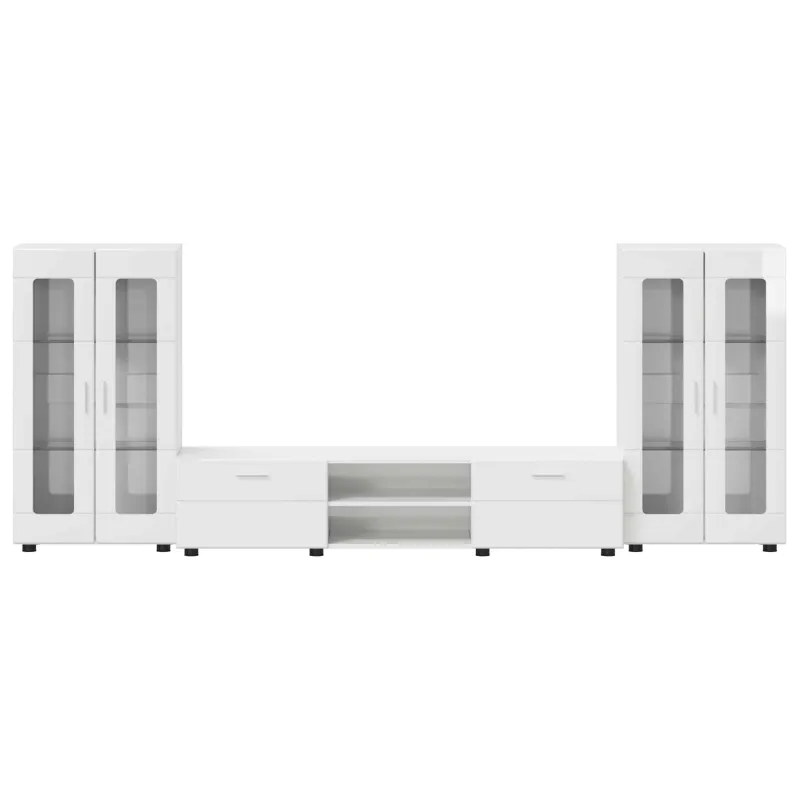 TV spintelių komplektas FLORIN 3 pcs Aukštai blizganti balta