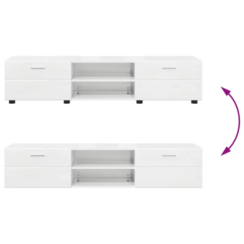 TV spintelių komplektas FLORIN 3 pcs Aukštai blizganti balta
