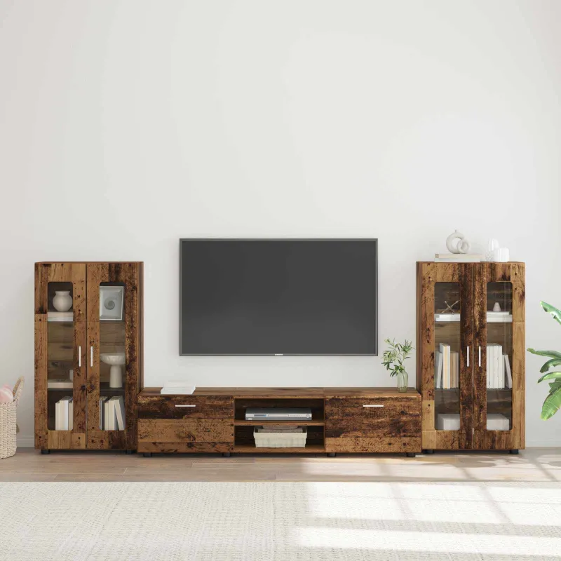 TV spintelių komplektas su stalčių FLORIN 3 pcs Senas medis