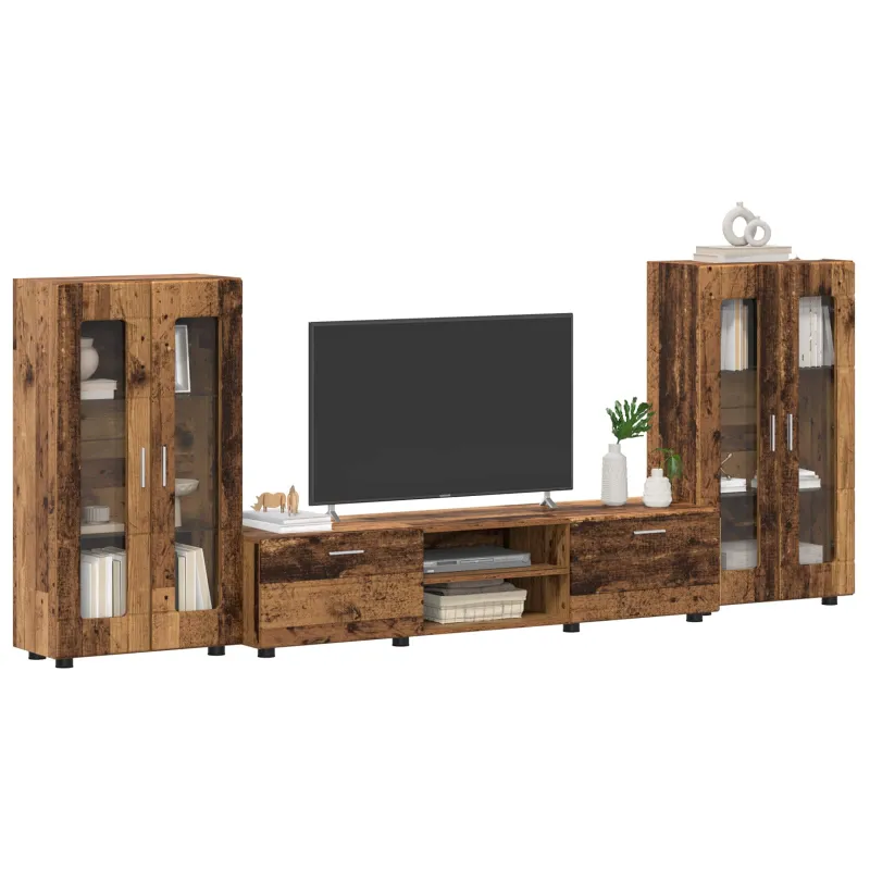 TV spintelių komplektas su stalčių FLORIN 3 pcs Senas medis
