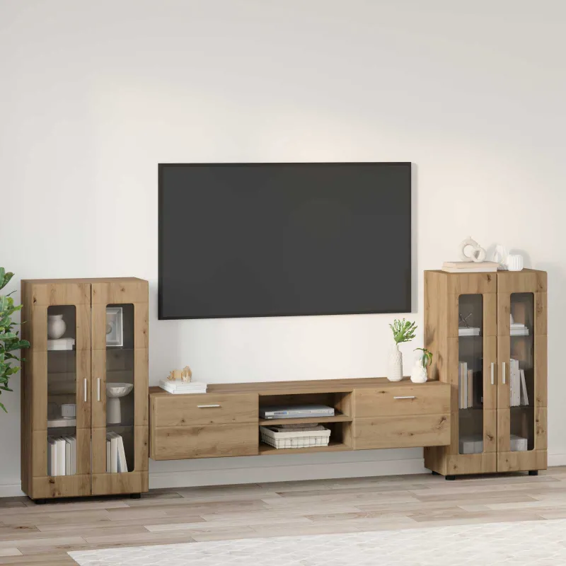 TV spintelių komplektas FLORIN 3 pcs Amatininkų ąžuolas