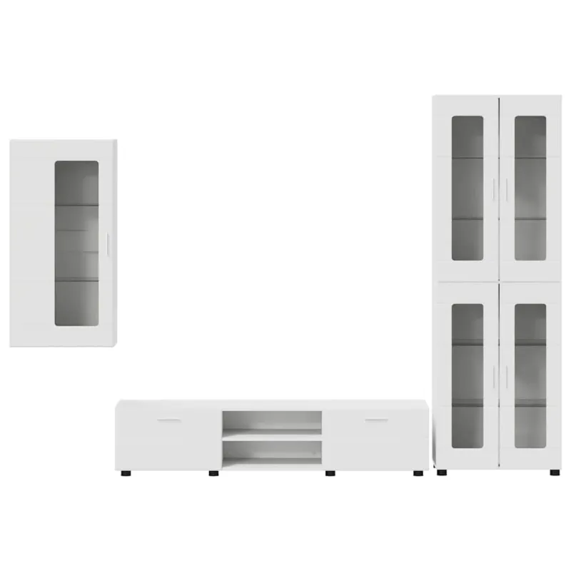 TV spintelių komplektas FLORIN 3 pcs Balta Apdirbta mediena