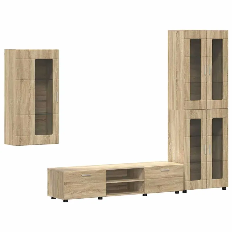 TV spintelių komplektas su stalčių FLORIN 3 pcs Sonoma ąžuolas