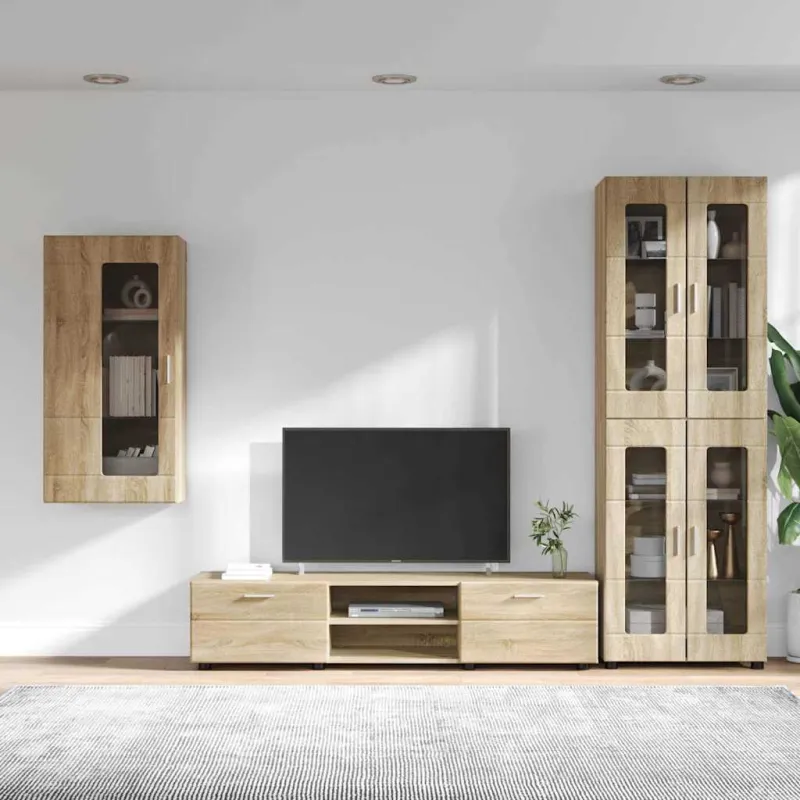 TV spintelių komplektas su stalčių FLORIN 3 pcs Sonoma ąžuolas