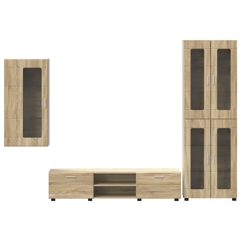 TV spintelių komplektas su stalčių FLORIN 3 pcs Sonoma ąžuolas