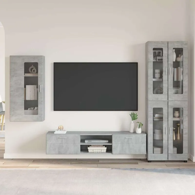 TV spintelių komplektas su stalčių FLORIN 3 pcs Betono pilka