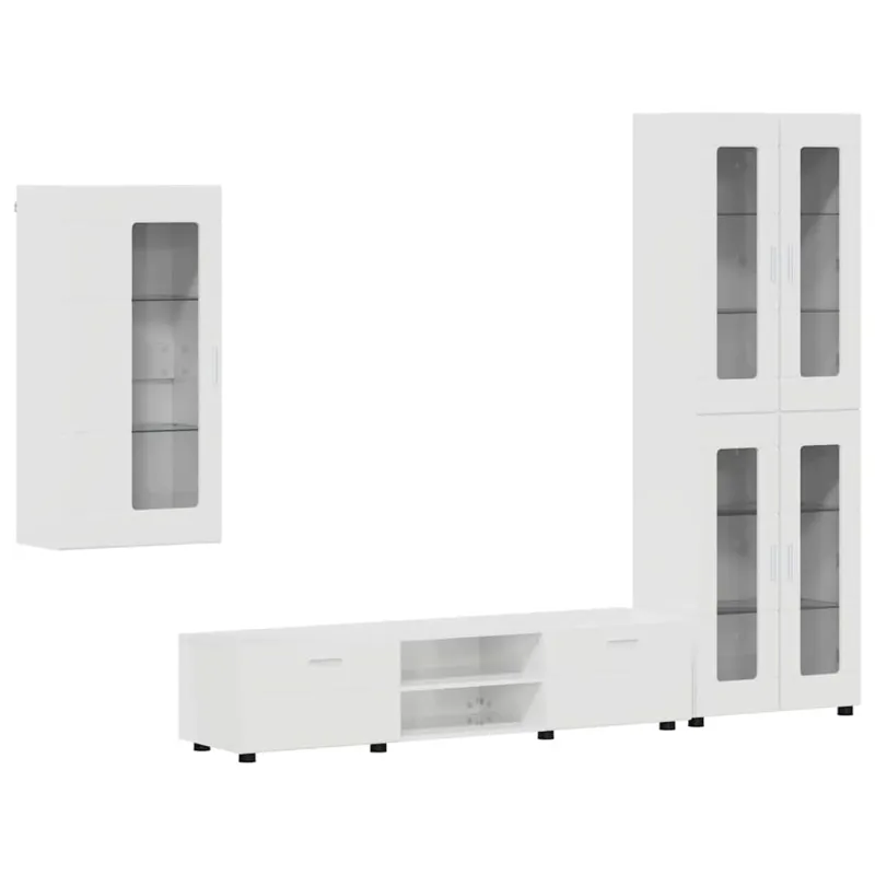 TV spintelių komplektas FLORIN 3 pcs Aukštai blizganti balta