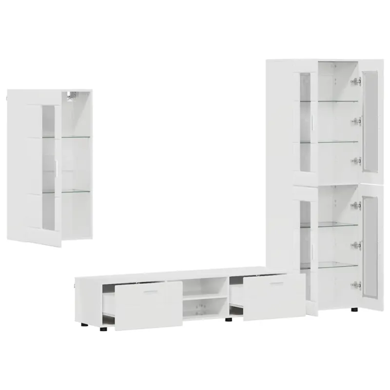 TV spintelių komplektas FLORIN 3 pcs Aukštai blizganti balta