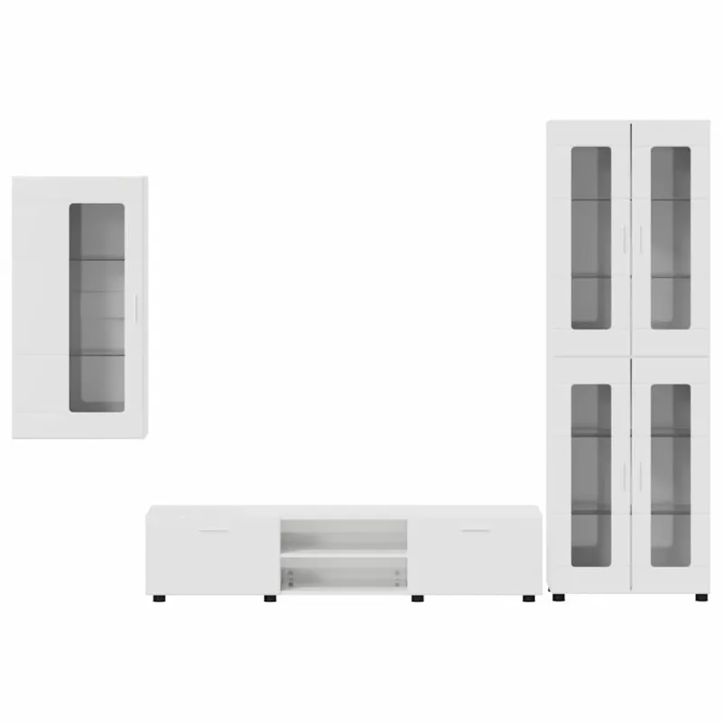 TV spintelių komplektas FLORIN 3 pcs Aukštai blizganti balta