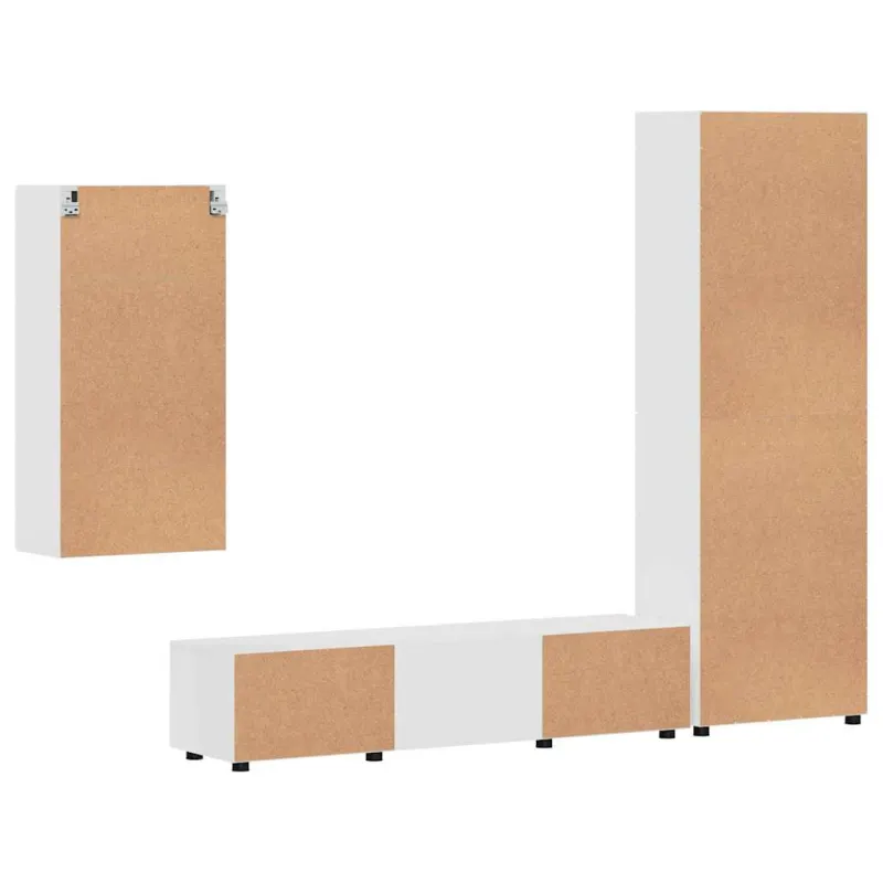 TV spintelių komplektas FLORIN 3 pcs Aukštai blizganti balta