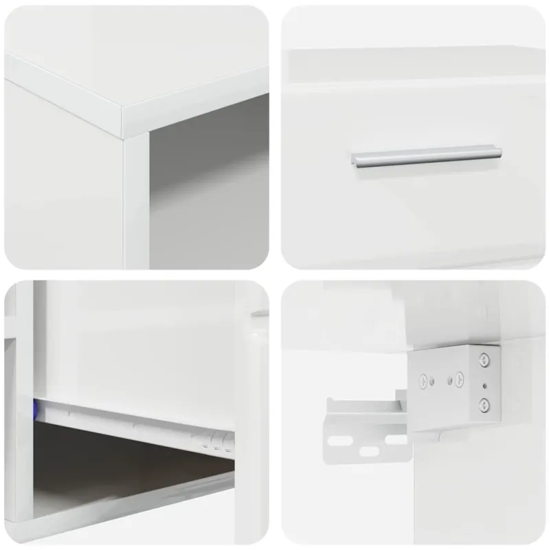 TV spintelių komplektas FLORIN 3 pcs Aukštai blizganti balta