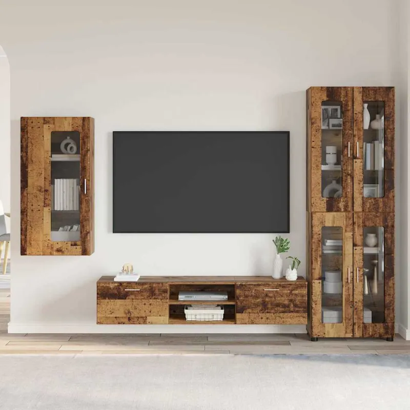 TV spintelių komplektas su stalčių FLORIN 3 pcs Senas medis
