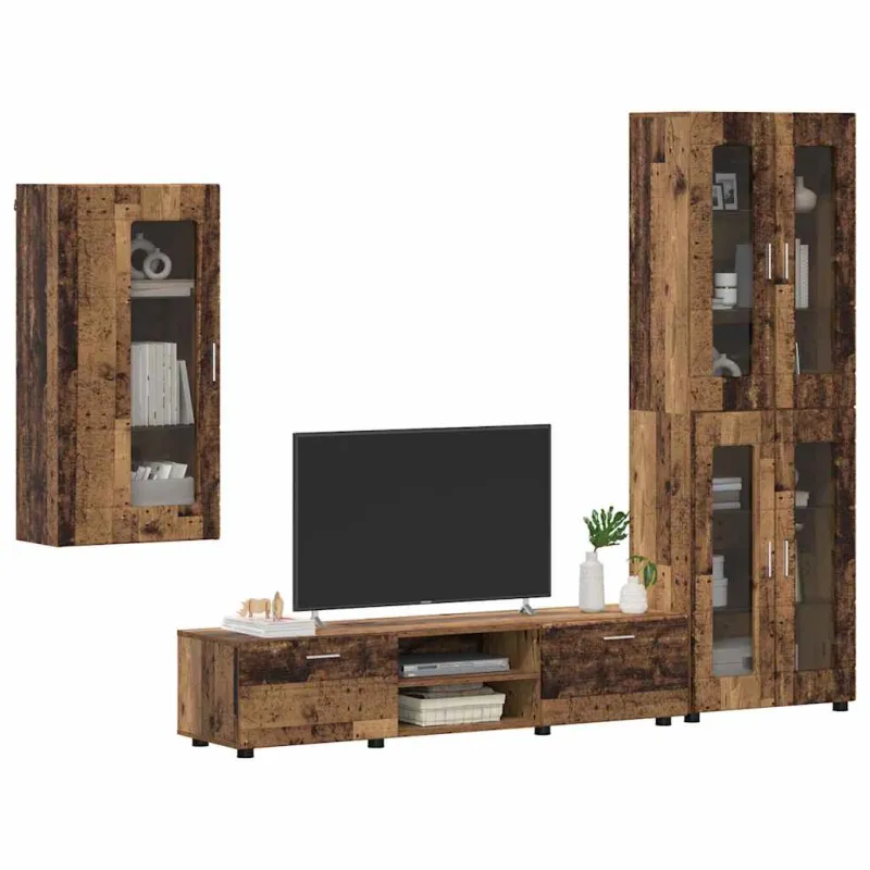 TV spintelių komplektas su stalčių FLORIN 3 pcs Senas medis