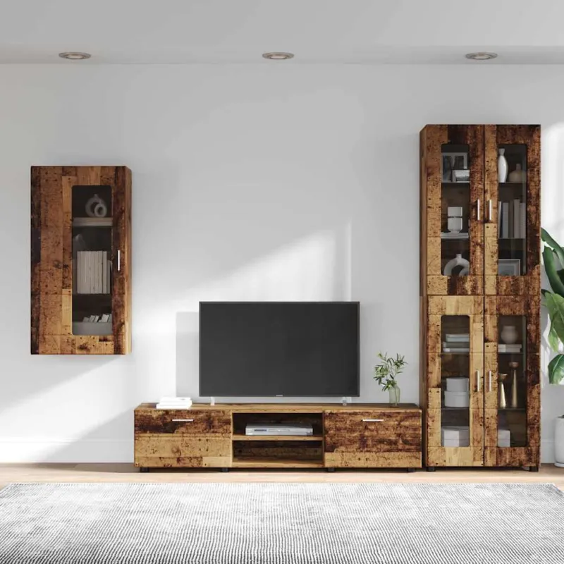 TV spintelių komplektas su stalčių FLORIN 3 pcs Senas medis