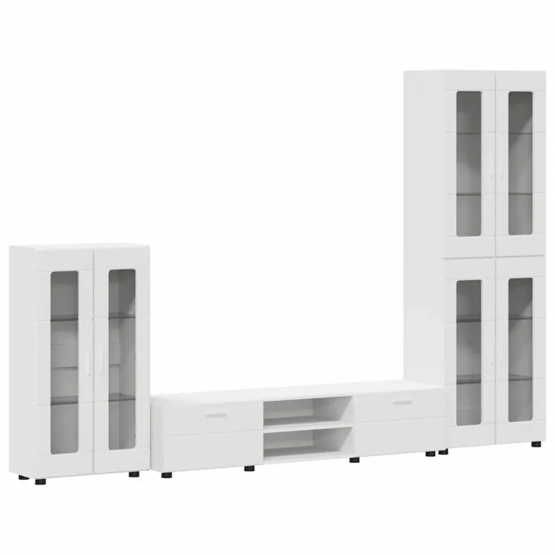 TV spintelių komplektas FLORIN 3 pcs Balta Apdirbta mediena