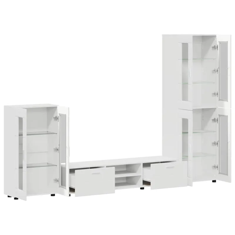 TV spintelių komplektas FLORIN 3 pcs Balta Apdirbta mediena