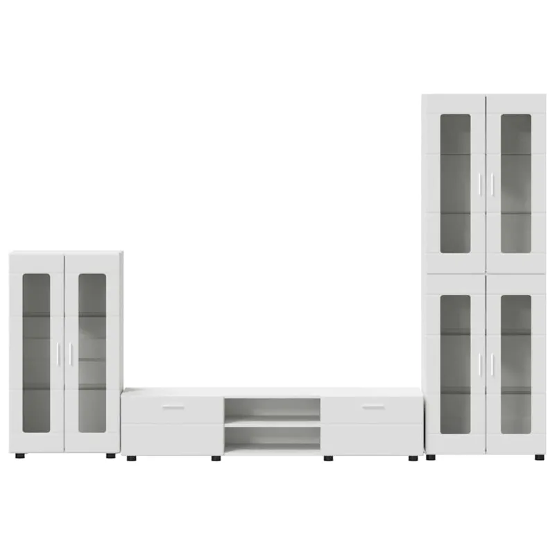 TV spintelių komplektas FLORIN 3 pcs Balta Apdirbta mediena