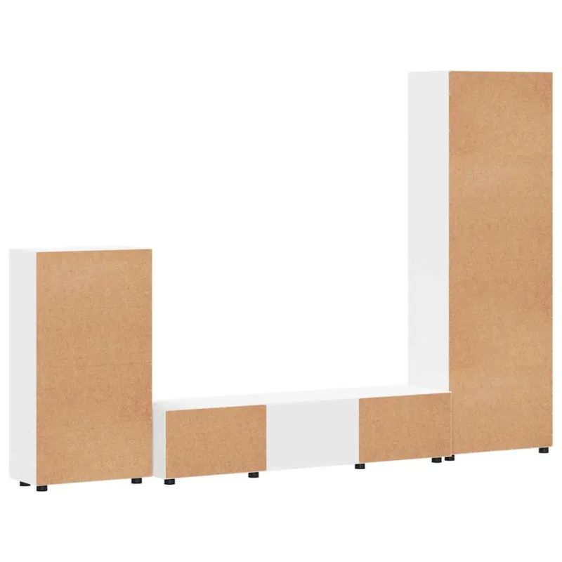 TV spintelių komplektas FLORIN 3 pcs Balta Apdirbta mediena