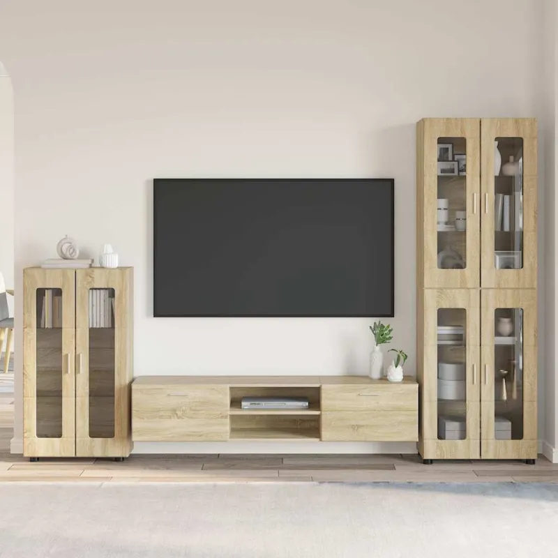 TV spintelių komplektas su stalčių FLORIN 3 pcs Sonoma ąžuolas