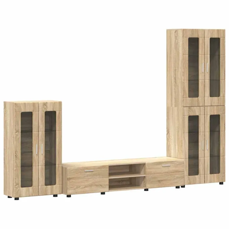 TV spintelių komplektas su stalčių FLORIN 3 pcs Sonoma ąžuolas