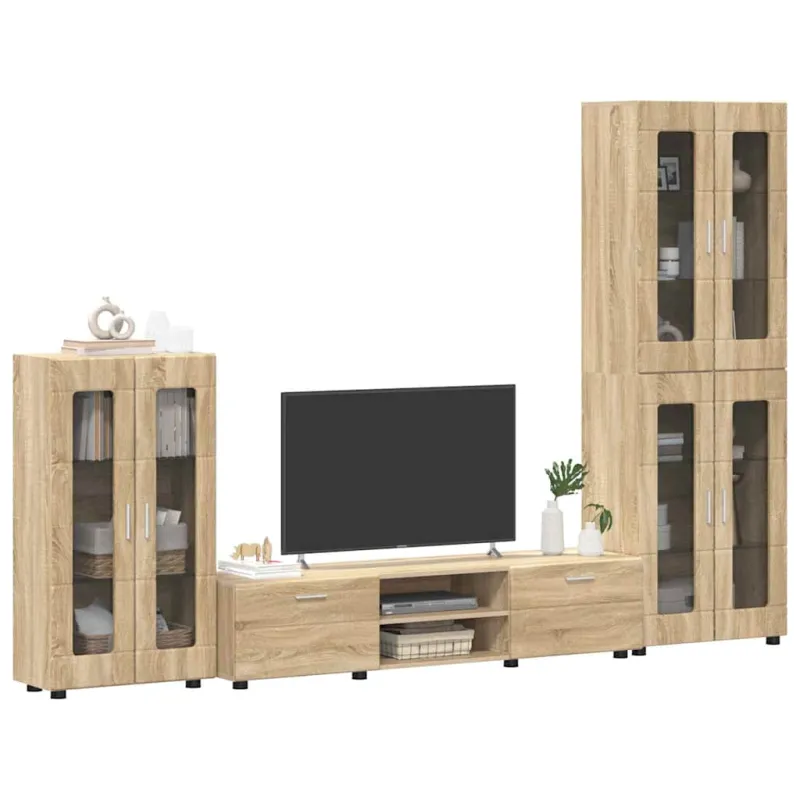 TV spintelių komplektas su stalčių FLORIN 3 pcs Sonoma ąžuolas