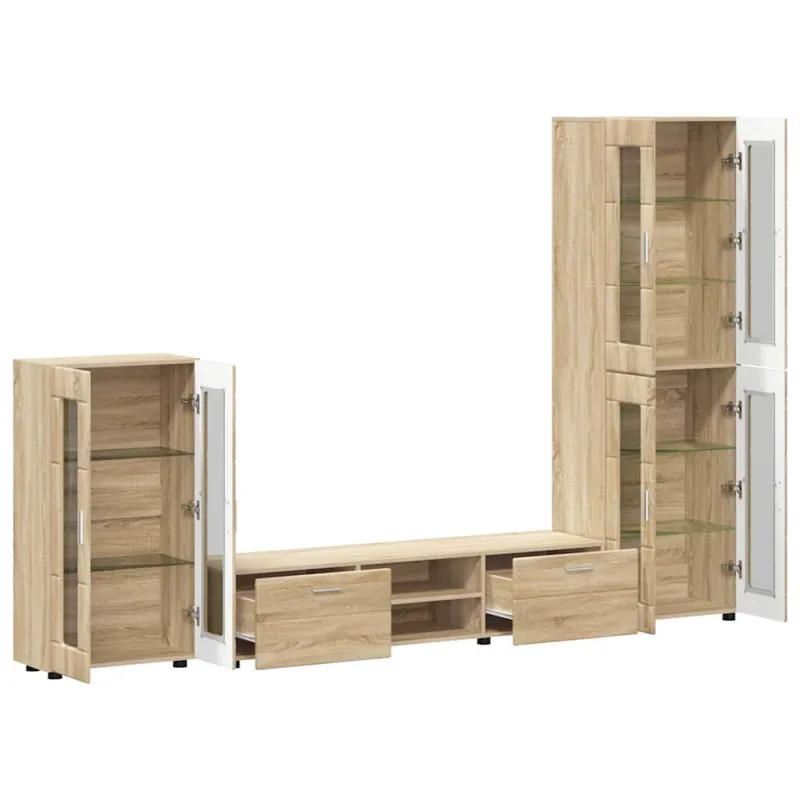 TV spintelių komplektas su stalčių FLORIN 3 pcs Sonoma ąžuolas