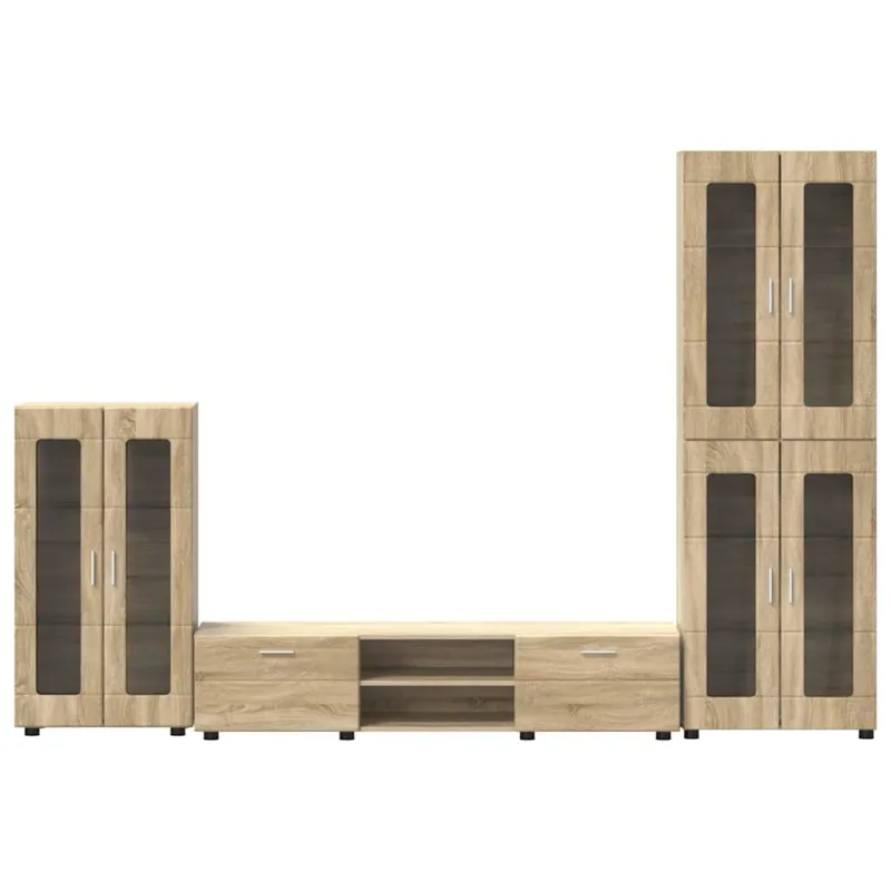 TV spintelių komplektas su stalčių FLORIN 3 pcs Sonoma ąžuolas