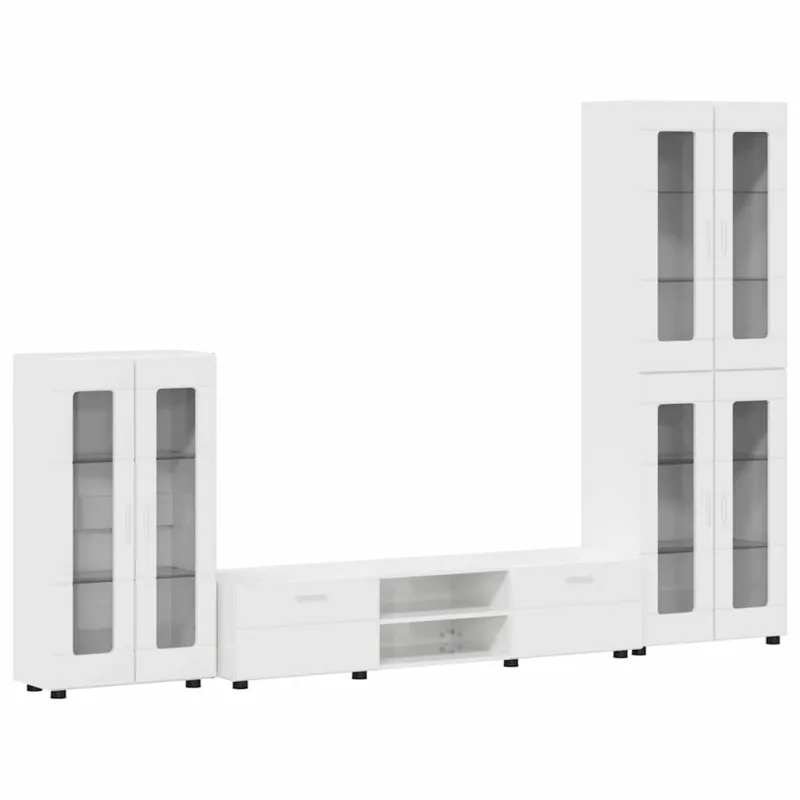 TV spintelių komplektas FLORIN 3 pcs Aukštai blizganti balta
