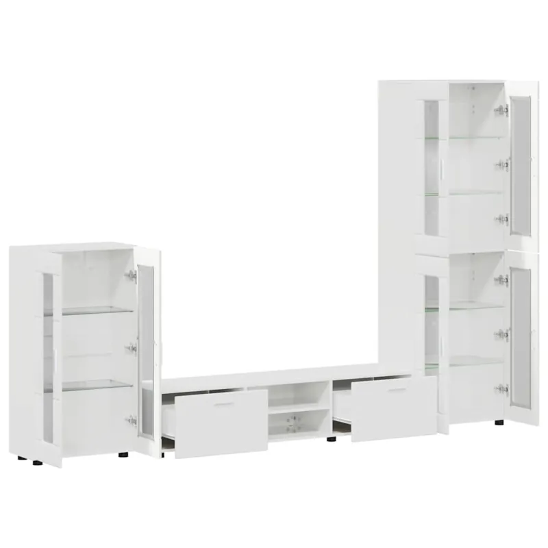 TV spintelių komplektas FLORIN 3 pcs Aukštai blizganti balta