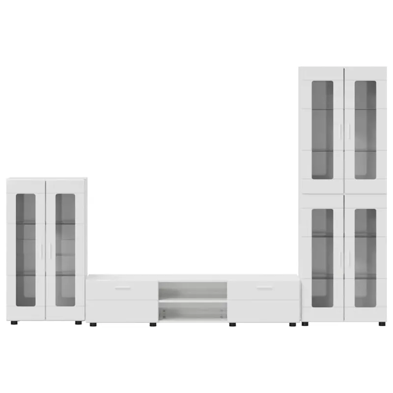TV spintelių komplektas FLORIN 3 pcs Aukštai blizganti balta