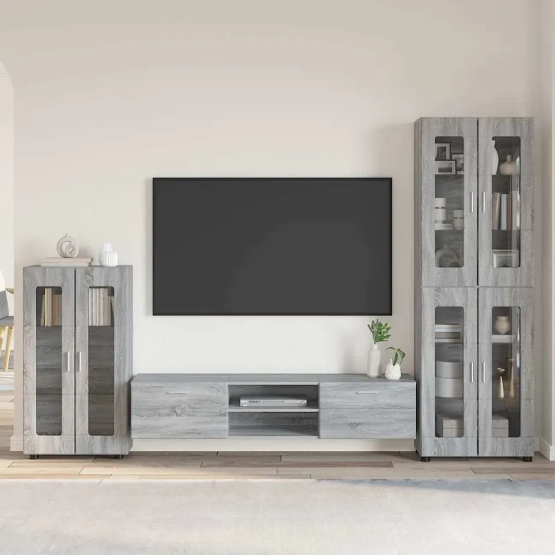 TV spintelių komplektas su stalčių FLORIN 3 pcs Pilkas Sonoma