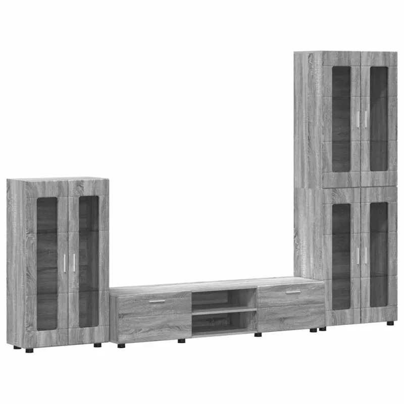 TV spintelių komplektas su stalčių FLORIN 3 pcs Pilkas Sonoma