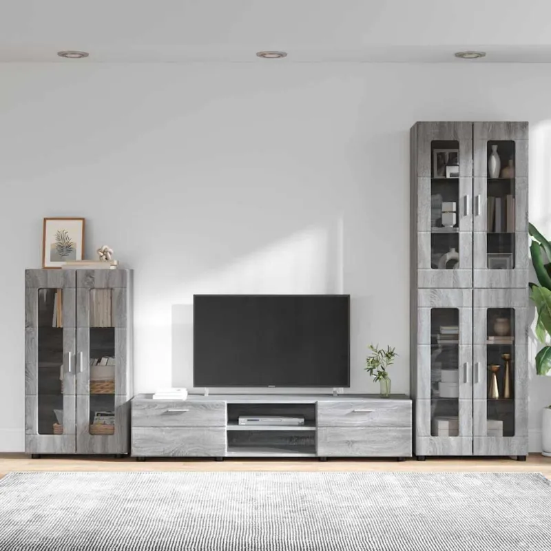 TV spintelių komplektas su stalčių FLORIN 3 pcs Pilkas Sonoma