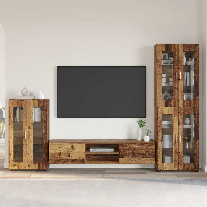 TV spintelių komplektas su stalčių FLORIN 3 pcs Senas medis