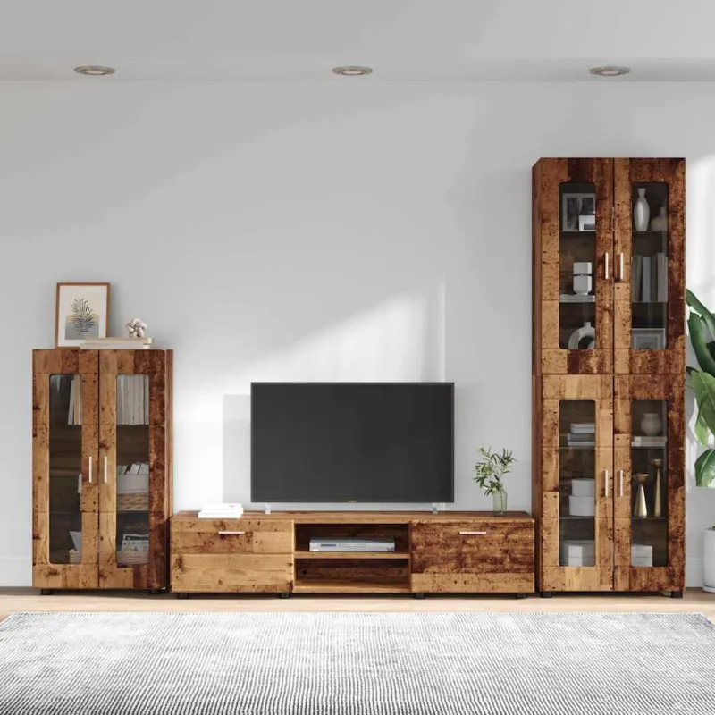 TV spintelių komplektas su stalčių FLORIN 3 pcs Senas medis