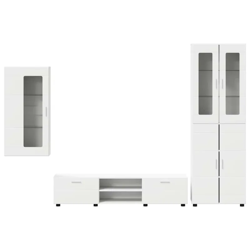 TV spintelių komplektas FLORIN 3 pcs Balta Apdirbta mediena
