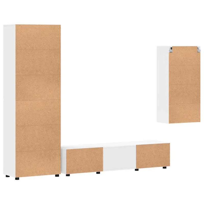 TV spintelių komplektas FLORIN 3 pcs Balta Apdirbta mediena