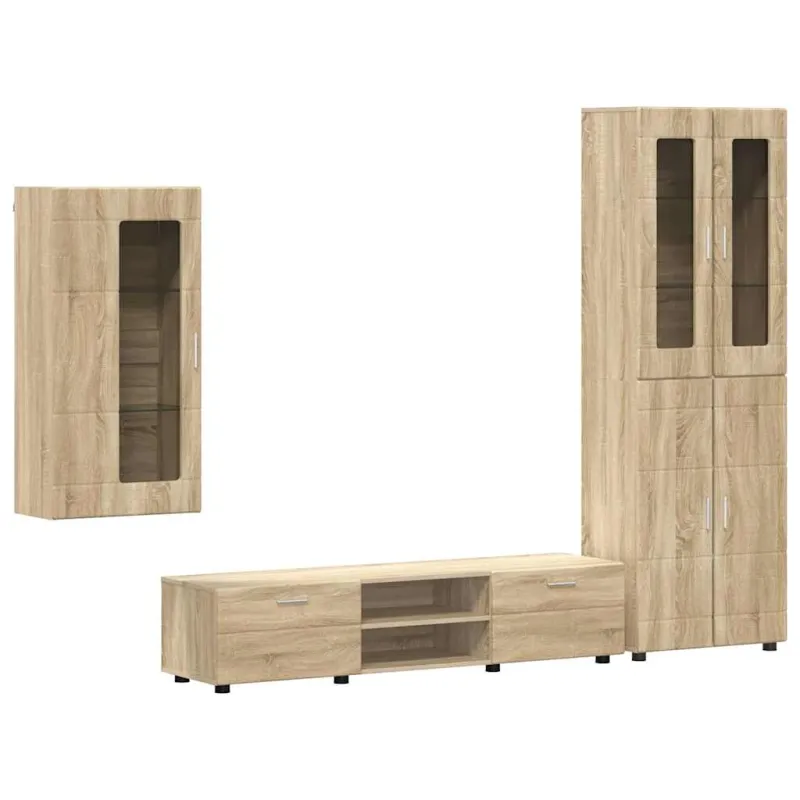 TV spintelių komplektas su stalčių FLORIN 3 pcs Sonoma ąžuolas