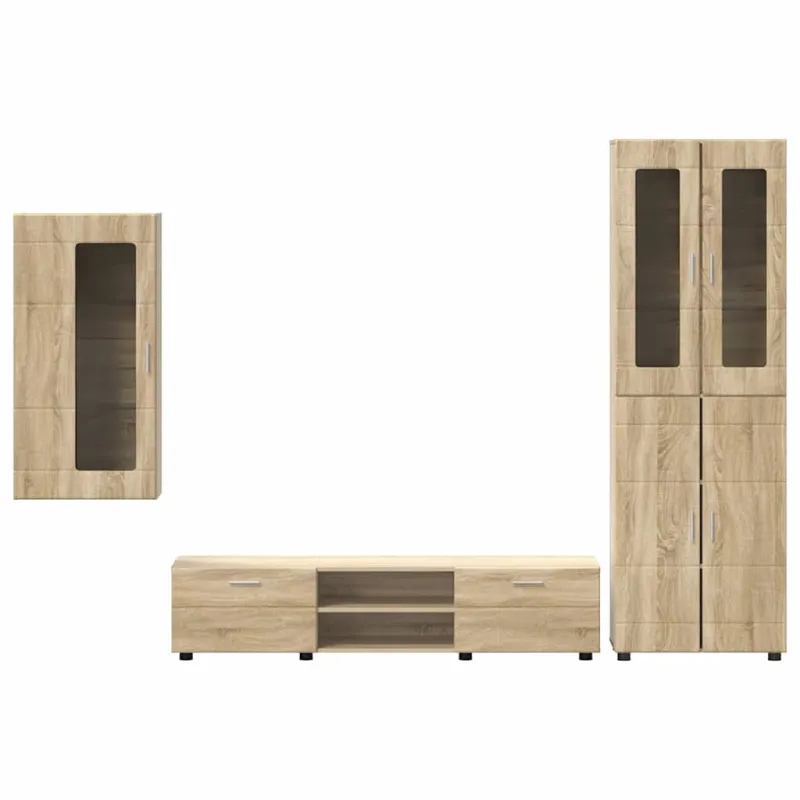 TV spintelių komplektas su stalčių FLORIN 3 pcs Sonoma ąžuolas