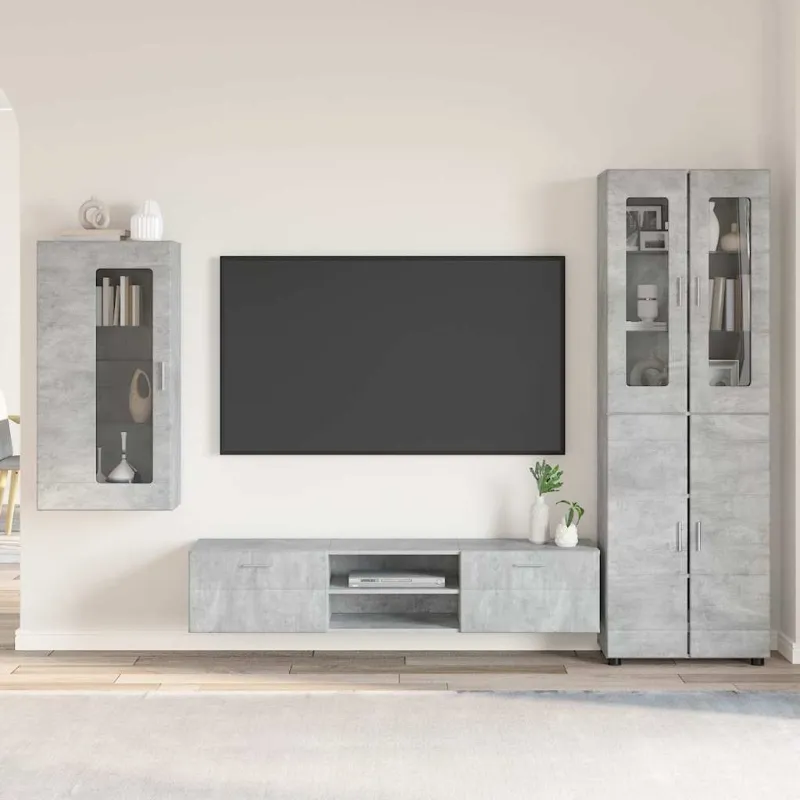 TV spintelių komplektas su stalčių FLORIN 3 pcs Betono pilka